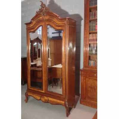 Fantastischer antiker französischer Palisander Kleiderschrank Spiegel ca 1910