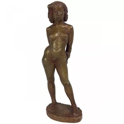 Faszinierende antike Bronzefigur Bronze Skulptur Frau Akt Schwedisch ca 1940