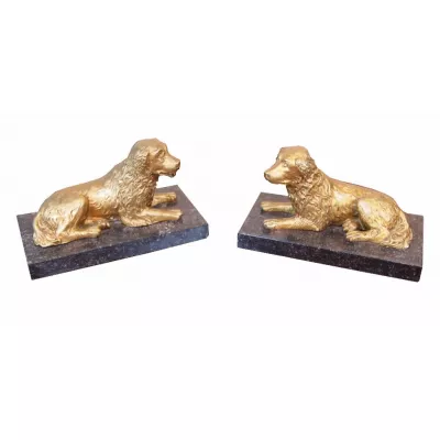 Englisches Regency Ormolu Figurenpaar Spaniel Hunde antik ca. 1830
