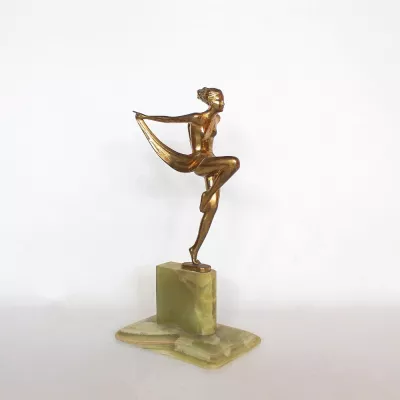 Orignal Antike Österreichische Art Deco Bronze Schal Tänzerin IV ca. 1925