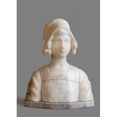 Französische geschnitzte Frauen Alabasterskulptur antik ca. 1910