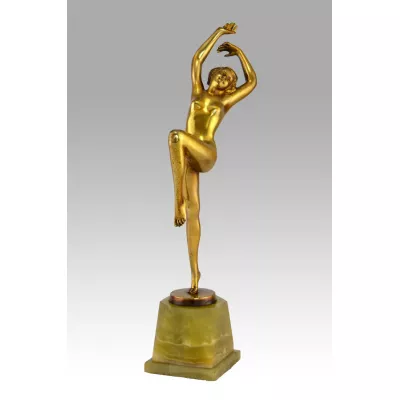 Östereichische Art deco Bronze Tänzerin antik ca. 1930