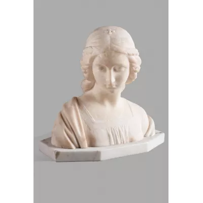 Beeindruckende Französische Antike Alabaster Skulptur Frau ca. 1910