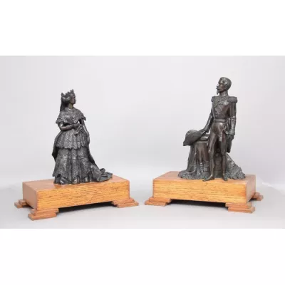 Antikes Hübsches Französisches Paar Bronzen Napoleon ca. 1855