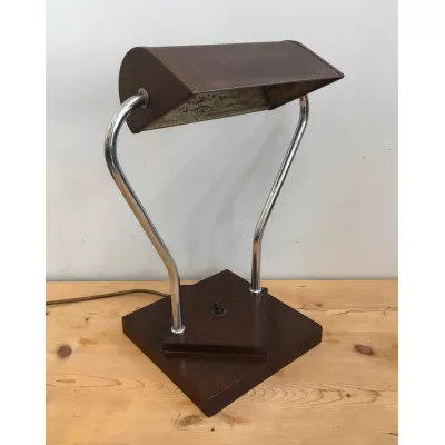 Original antike Art Deco Bakelit Bankerlampe Chrom Metall englisch ca. 1920