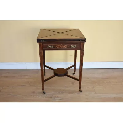 Edwardianischer englischer Palisander Spieltisch original antik ca. 1890