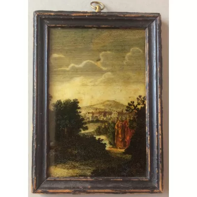 Original antikes Gemälde Glasdruck Jesus Getsemani Gethsemane englisch c.1780