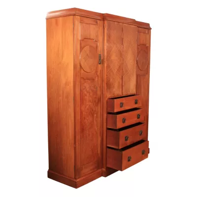 Großer original antiker Art Deco Nussbaum Kleiderschrank englisch ca. 1930