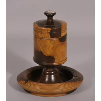 Antike Englische Viktorianische Lignum Vitae Tabakdose ca. 1880