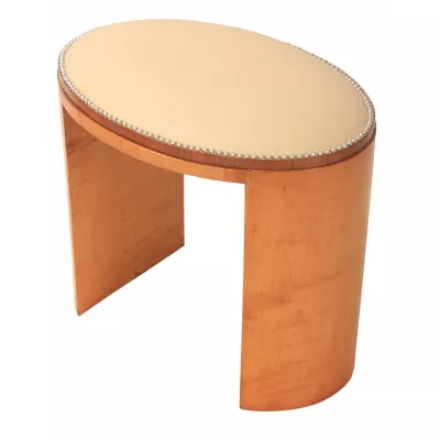 Eleganter Englischer Antiker Ovaler Art Deco Satinholz Hocker ca. 1930