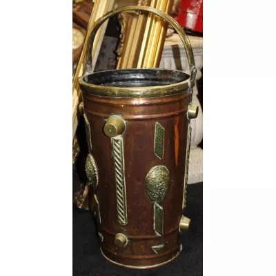 Praktischer Antiker Englischer Arts & Crafts Messing Schirmständer ca. 19. JH