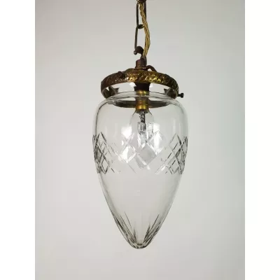 Tolle Französische Antike Kristallglas Ananas Deckenleuchte ca. 1910