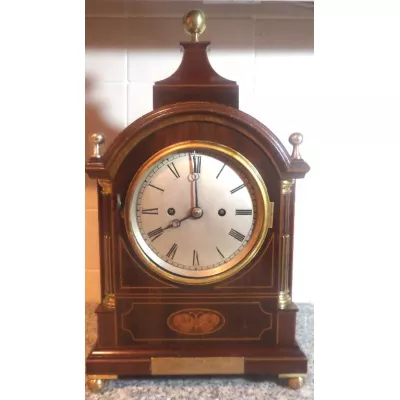 Hübsche Englische Edwardianische Mahagoni Kaminuhr antik ca. 1900