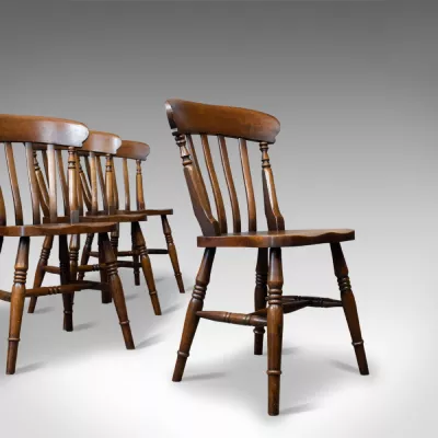 4 stk original antike Stühle Eiche Küchenstühle englisch circa 1890