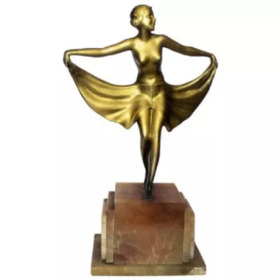 Wunderschöne Englische Art Deco Spelter Bronze Tanzfigur antik ca. 1930