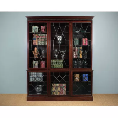 Große englische edwardianische Mahagoni Vitrine antik ca 1910