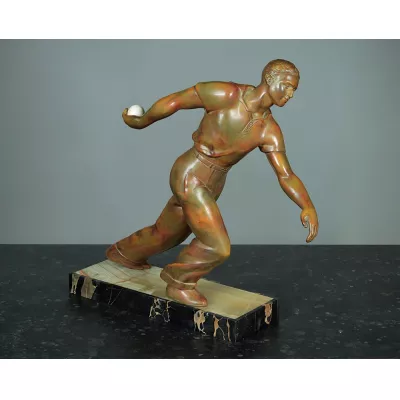 Französische Antike Art-Deco Figur Boule Spielers ca. 1930