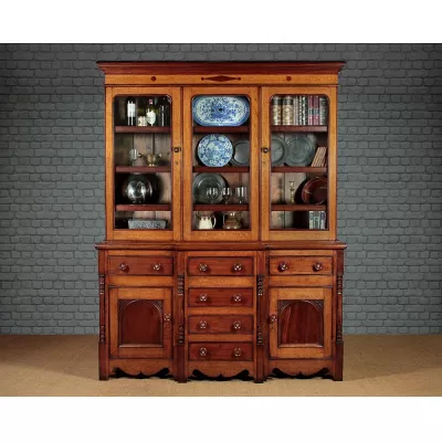 Walisischer Antiker Mahagoni Geschirrschrank Eiche ca 1850