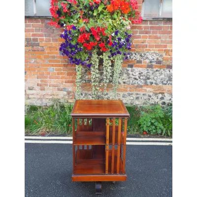 Englisches edwardianisches Mahagoni Revolving Bookcase original antik ca. 1900