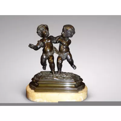 Französische Antike Bronze Skulptur Amor und Putto ca. 1880