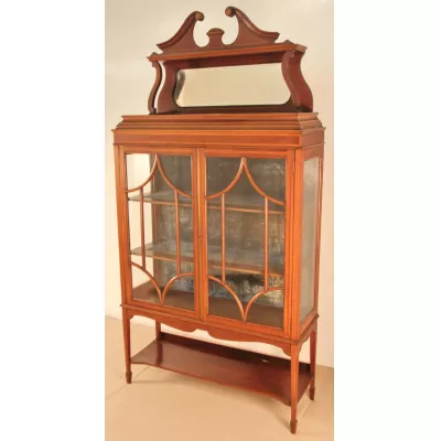 Original englische edwardianische Mahagoni Vitrine antik ca 1890