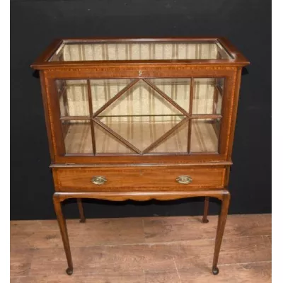 Original Antike Englische Edwardianische Mahagoni Vitrine ca. 1910
