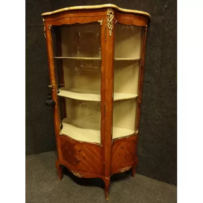 Original Antike Französisiche Palisander Serpentine Vitrine ca. 1920