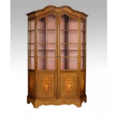 Englische Antike Nussbaum Vitrine ca. 1910