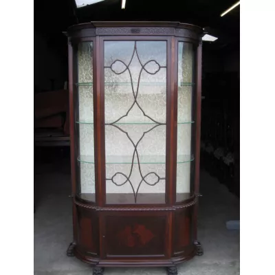 Original Antike Englische Edwardianische halbrunde Mahagoni Vitrine ca. 1910