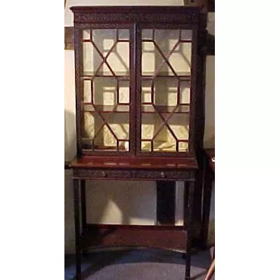 Original Antike Englische Viktorianische Mahagoni Chippendale Stil Vitrine ca. 1900