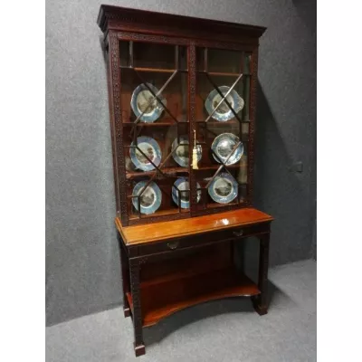 Englische Antike Chippendale Mahagoni Vitrine ca. 1890