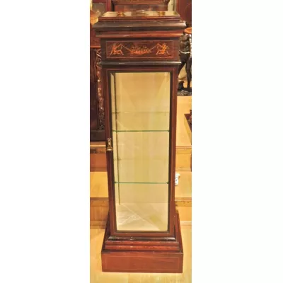 Antike Englische Palisander Intarsien Vitrine ca. 1880