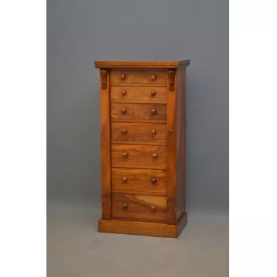 Original Antike Englische Viktorianische Nussbaum Wellington Kommode ca. 1870