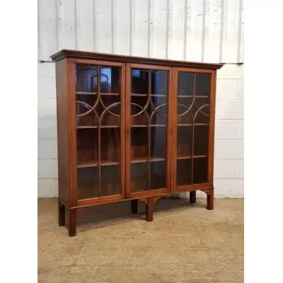 Edwardianischer Englischer Antiker glasierter Mahagoni Bücherschrank ca. 1900