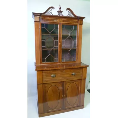 Edwardianisches Antikes Englisches Mahagoni Sekretär Bücherregal ca. 1900