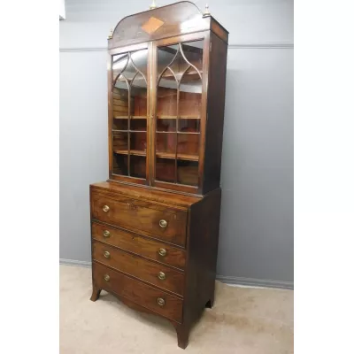 Antikes Englisches Regency Mahagoni Sekretär Bücherregal ca. 1820