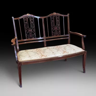 Edwardianischen Englisches Antikes Mahagoni zweisitzer Sofa ca. 1910