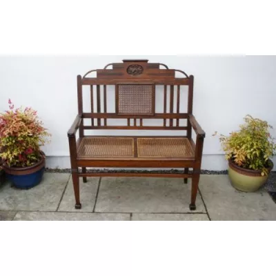 Antikes Englisches Arts & crafts Eichen Zweisitzer Sofa ca. 1910