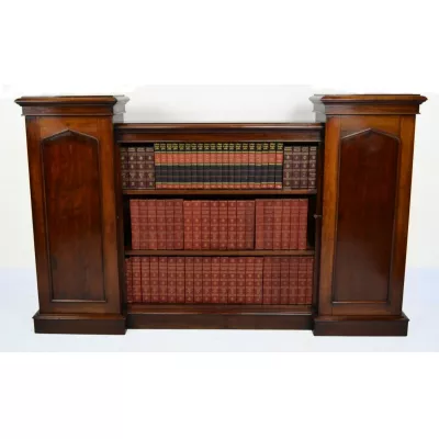 Viktorianisches Englisches Antikes Mahagoni Breakfront Bücherregal ca. 1850