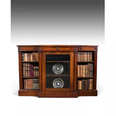 William IV Englisches Antikes Palisander Breakfront Bücherregal ca. 1835