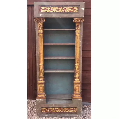 Venezianisches Antikes bemaltes vergoldetes Bücherregal ca. 1880