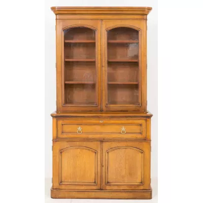 Viktorianisches Antikes Englisches Eichen Sekretär Bücherregal ca. 1860