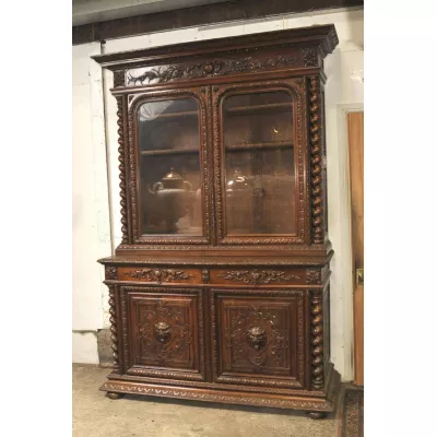 Englisches Antikes verglastes Eichen Bücherregal ca. 1880