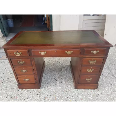 Edwardianischer Antiker Engischer Nussbaum Schreibtisch ca. 1900