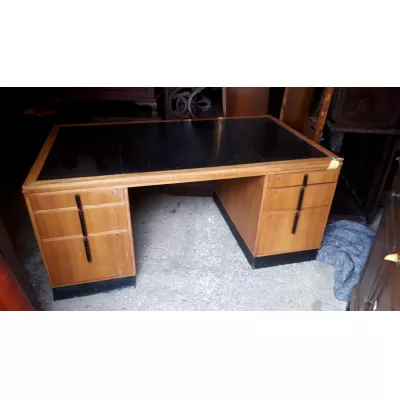 Art deco Antiker Englischer Massivholz Partner Schreibtisch ca. 1950