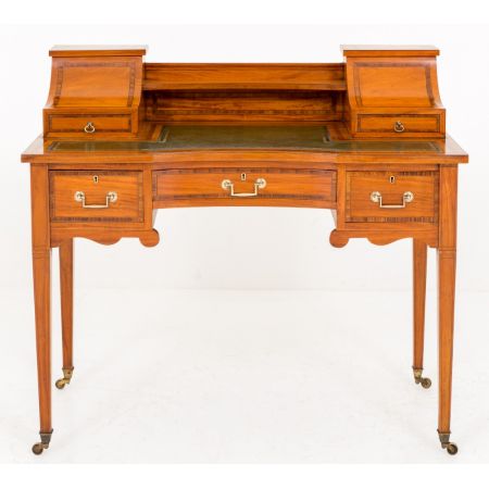 Englischer Antiker Satinholz Schreibtisch Carlton Stil ca. 1880