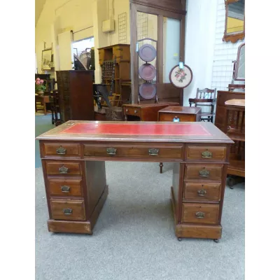 Edwardianischer Antiker Englischer Mahagoni Schreibtisch ca. 1900