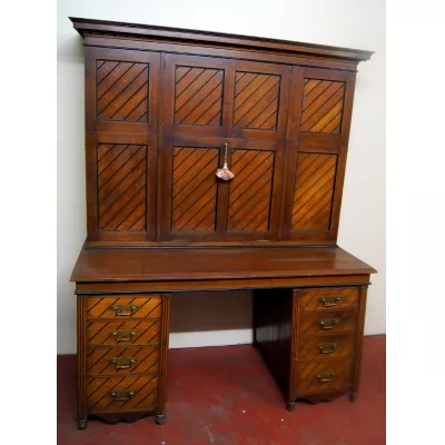 Arts and Crafts Schreibtisch Eiche Schrank Massivholz antik ca 1890