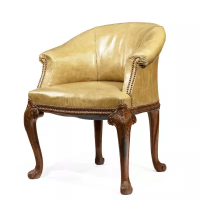 Englischer Viktorianischer Antiker Mahagoni Schreibtischstuhl im Chippendale-Stil ca. 1860