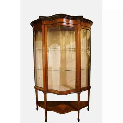 Englische Antike Mahagoni Bogenfront Vitrine ca. 1910